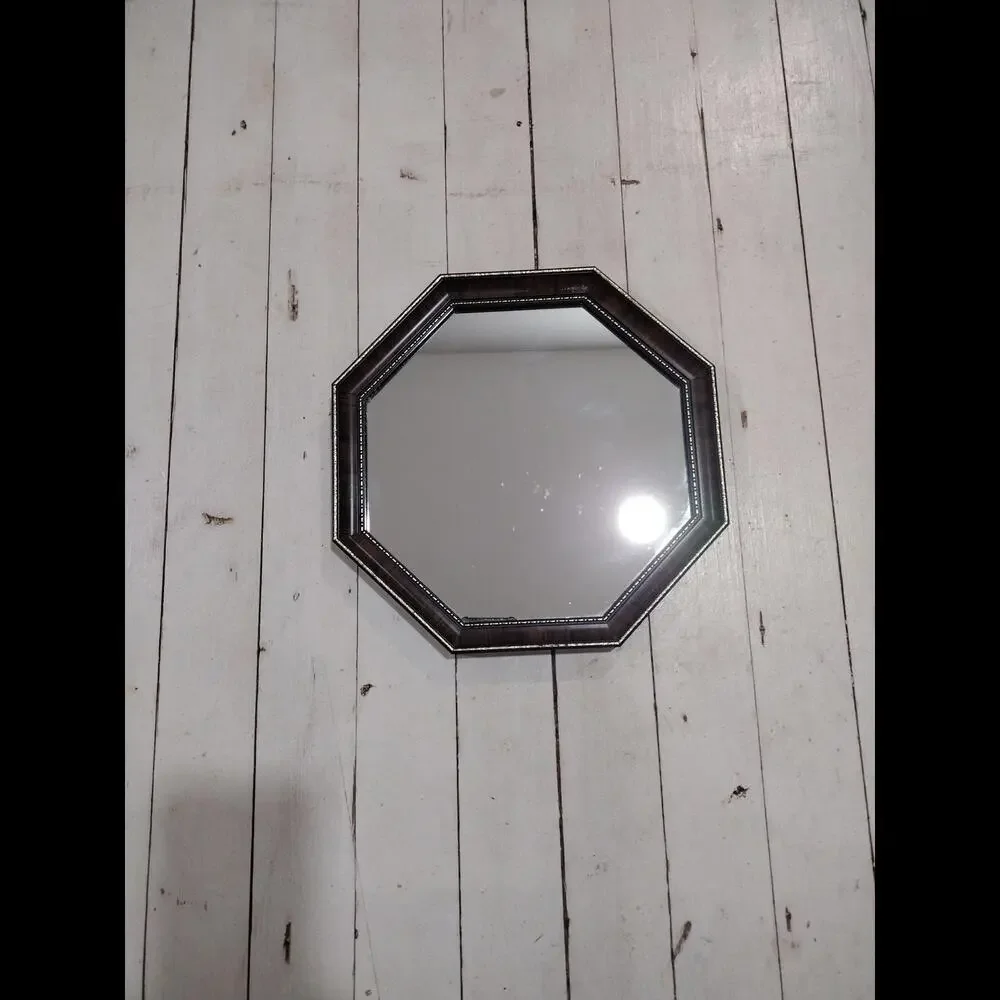Vintage Octagon Brown Mirror, made in England
